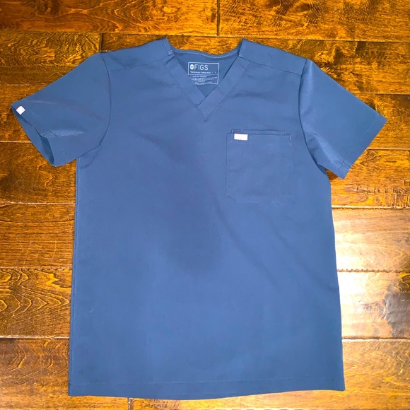 FIGS 2-pocket Leon Dark Harbor Scrub Top, Small - Picture 2 of 5